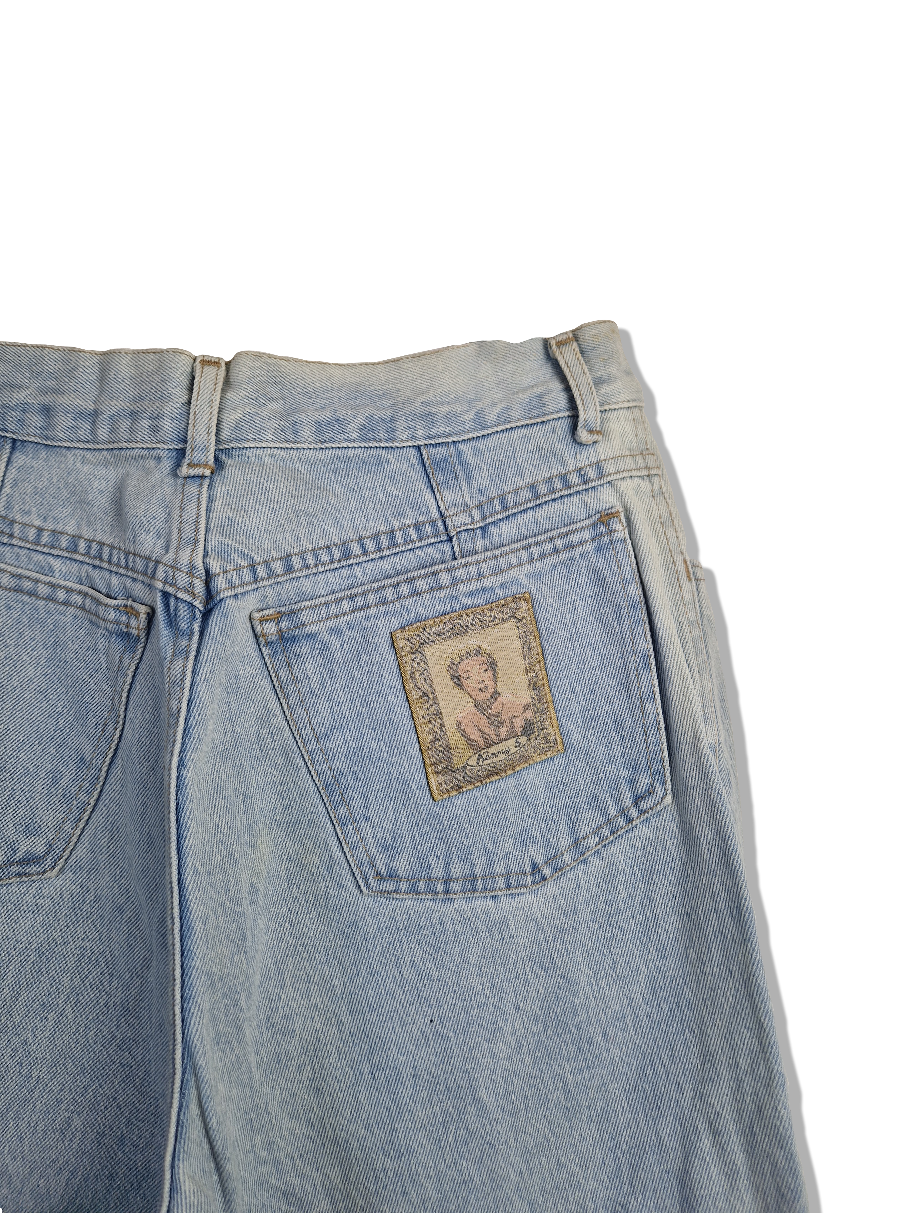 Vintage Kenny S Dreiviertel Hose Backpocket Patch Blau S-M