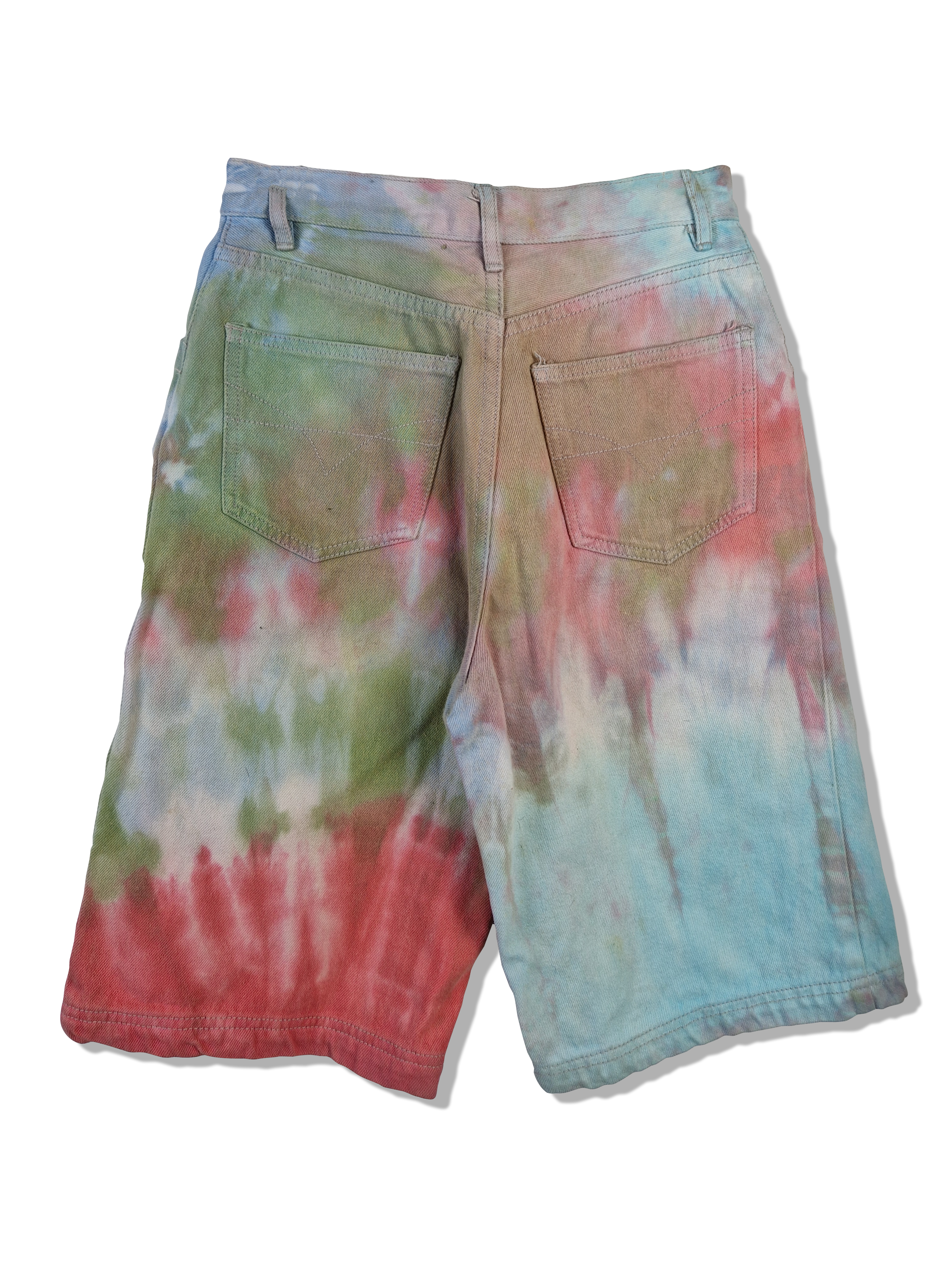 Vintage Ragazza Jeansshorts Batik DIY Lang Bunt 36