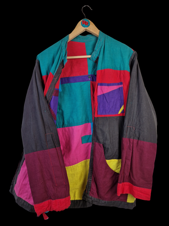 Vintage Unique Patchwork Hemd Multipocket Reversible Bunt L-XL