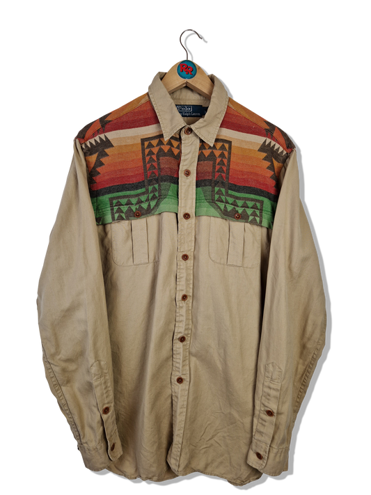 Rare! Vintage Ralph Lauren Hemd Fireball Pattern Braun Bunt M