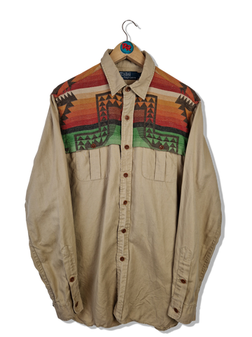 Rare! Vintage Ralph Lauren Hemd Fireball Pattern Braun Bunt M
