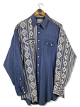 Vintage Rockmount Ranchwear Westernhemd 70s Made In USA Blau Weiß L-XL