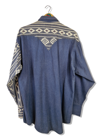Vintage Rockmount Ranchwear Westernhemd 70s Made In USA Blau Weiß L-XL