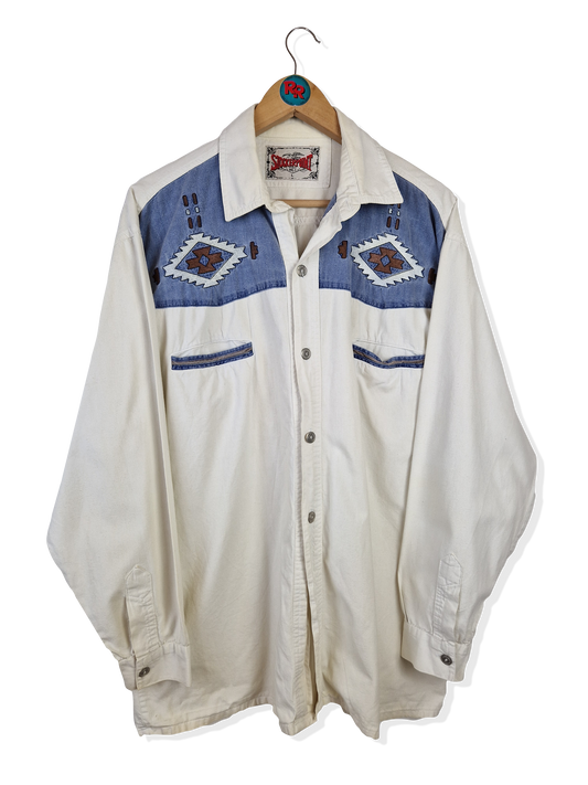 Vintage Stockerpoint Westernhemd Blau Weiß M-L