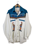 Vintage Stars&Stripes Westernhemd Weiß Blau M