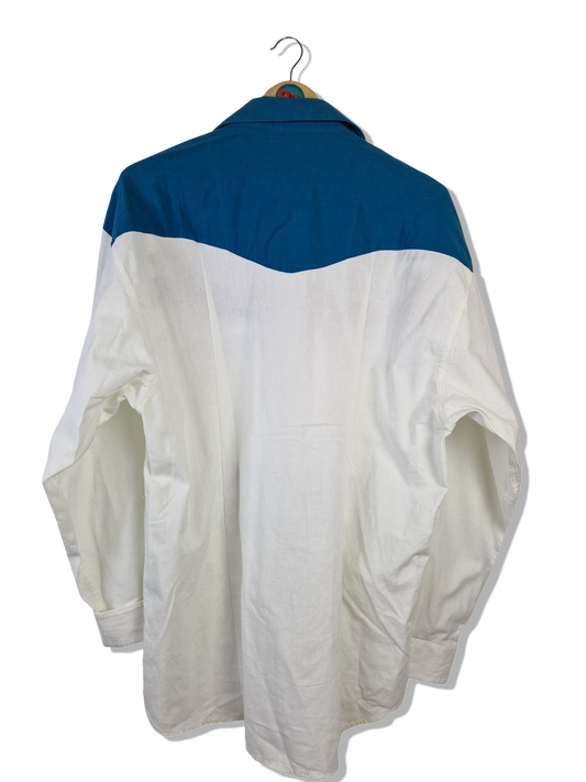 Vintage Stars&Stripes Westernhemd Weiß Blau M