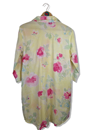 Lauren Ralph Lauren Hemd Kurzarm Rosenprint Gelb Rosa M