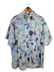 Vintage Cottonmount Hemd Kurzarm "Modisch weit" Crazy Pattern Blautöne M
