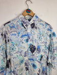 Vintage Cottonmount Hemd Kurzarm "Modisch weit" Crazy Pattern Blautöne M