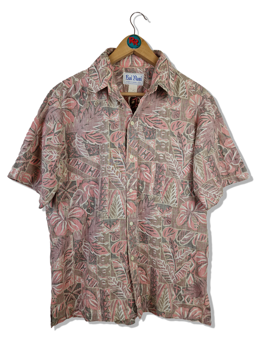 Vintage Rai Nani Hemd Kurzarm Made In Hawaii Floral Pattern Rot S-M