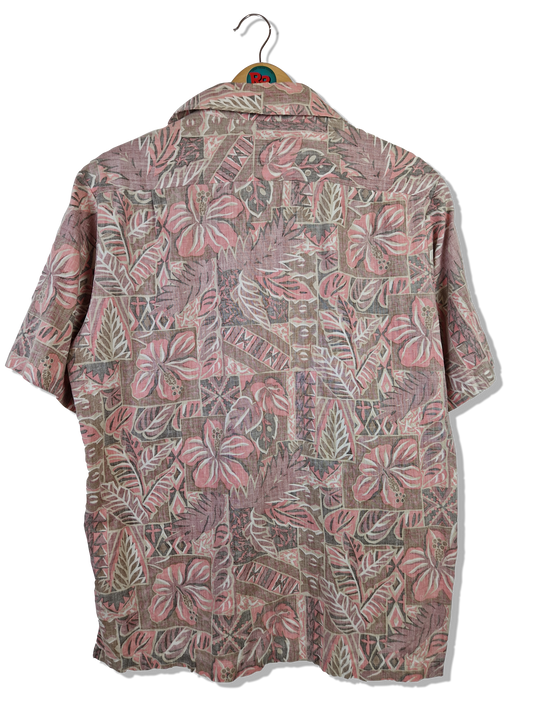Vintage Rai Nani Hemd Kurzarm Made In Hawaii Floral Pattern Rot S-M