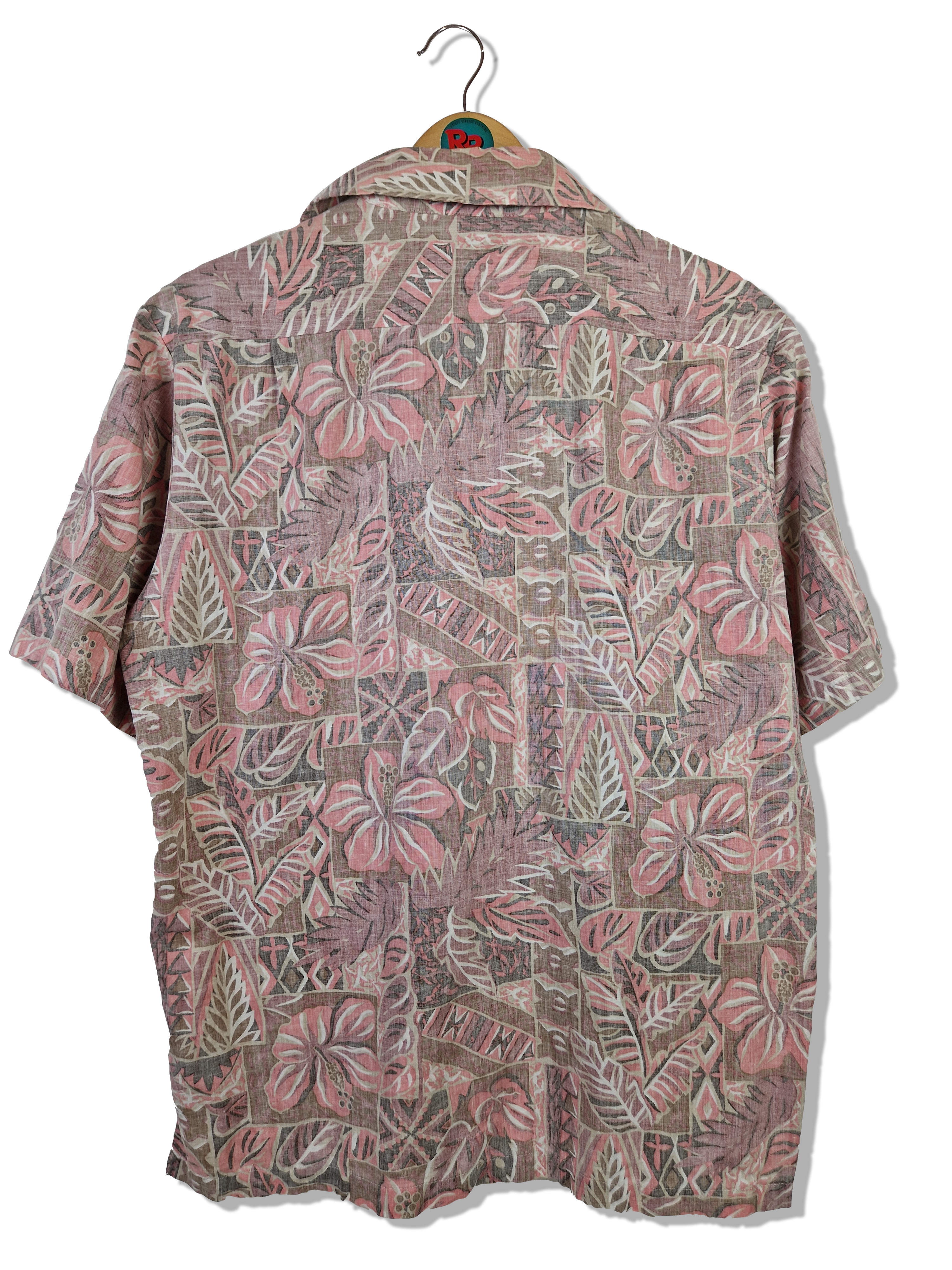 Vintage Rai Nani Hemd Kurzarm Made In Hawaii Floral Pattern Rot S-M