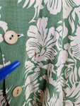 Vintage Rocky Hawaiishirt Kurzarm Grün Weiß S