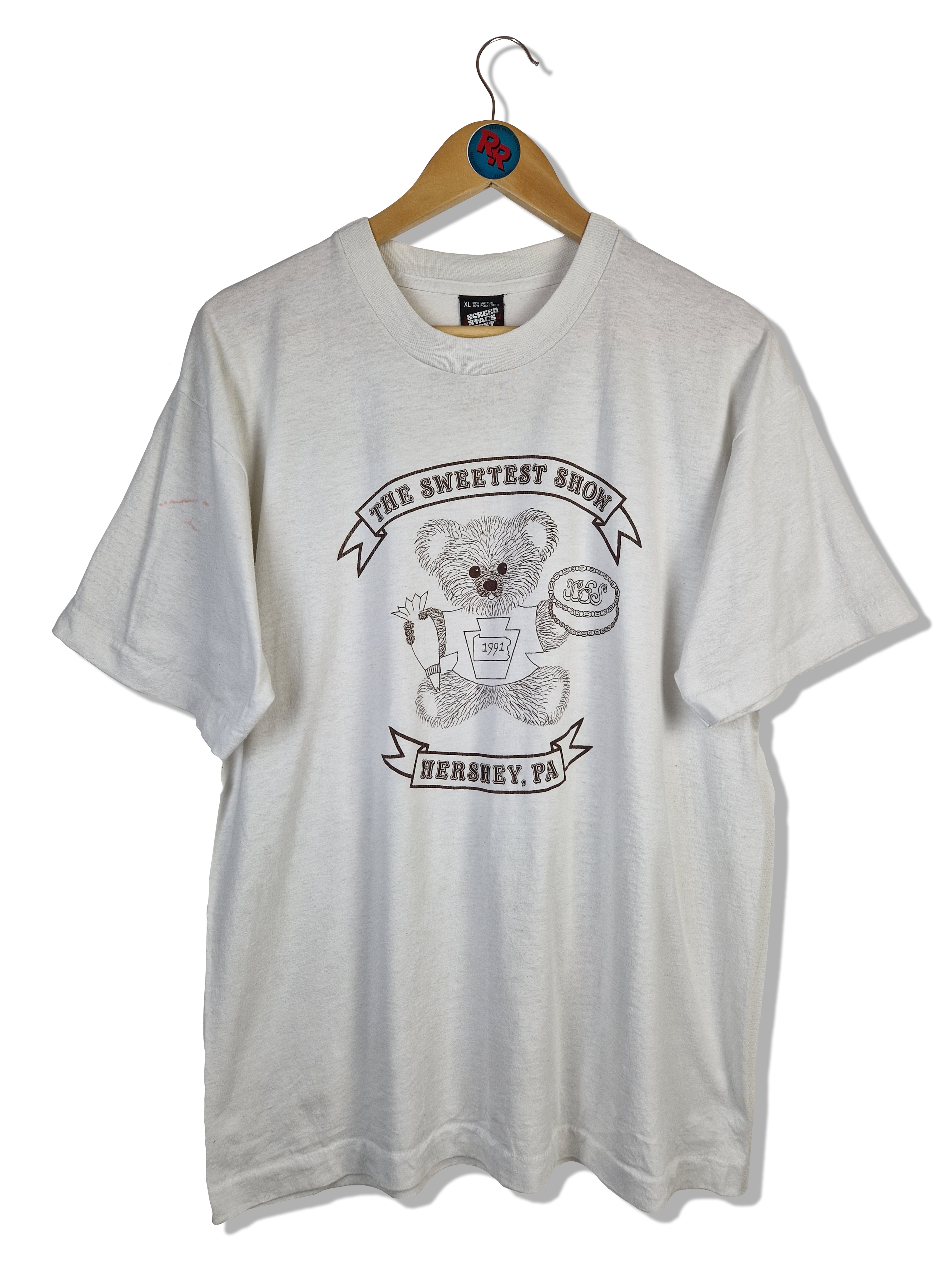 Vintage Screen Stars Shirt 80s Hershey Werbung "The Sweetest Show" Made In USA Weiß XL