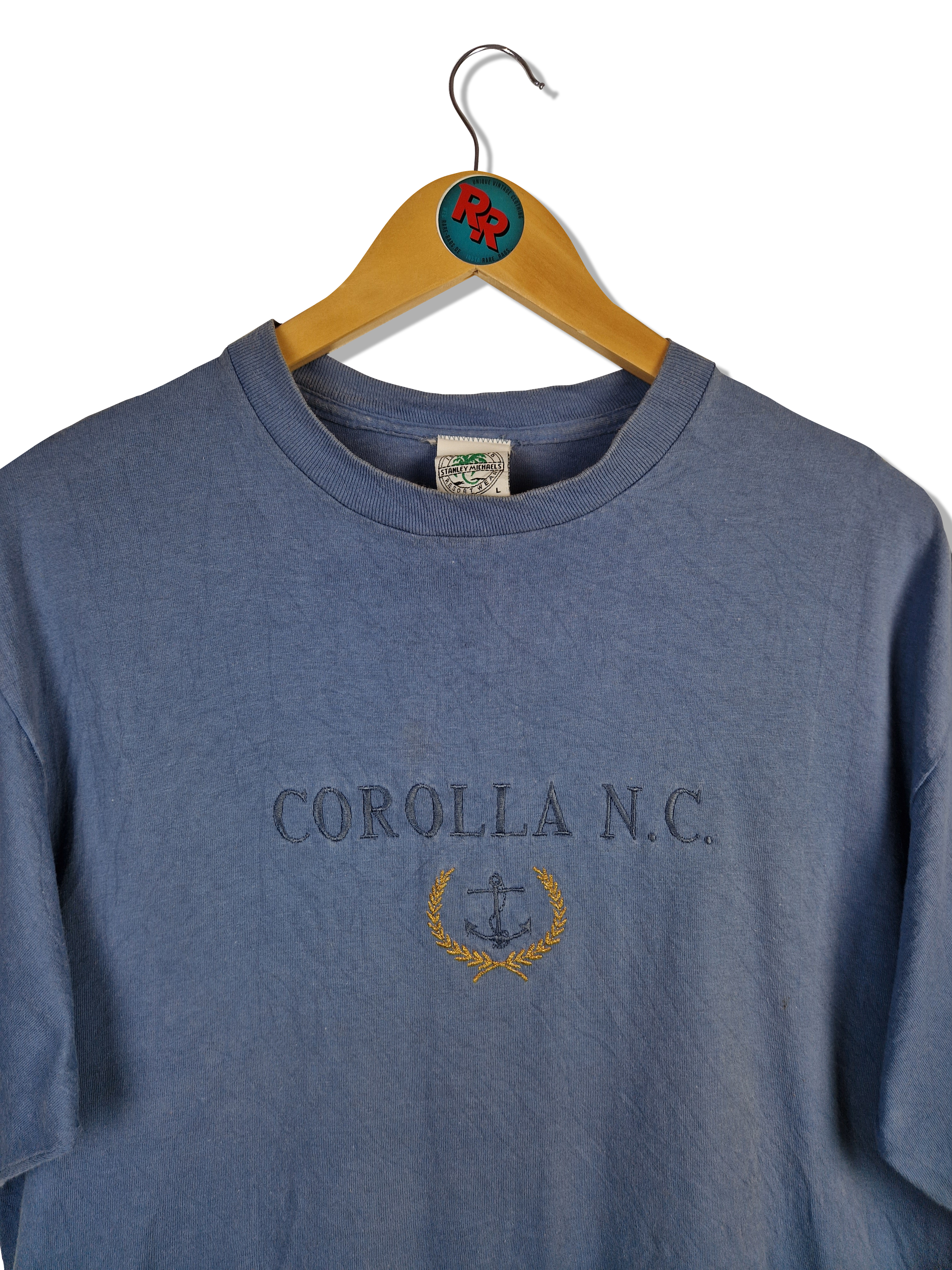Vintage Stanley Michaels Shirt "Carolla N.C." Single Stitch Fade Blau L - RareRags