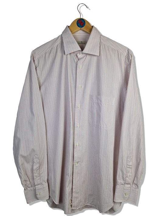 Ermenegildo Zegna Business Hemd Basic Gestreift Weiß Rot L-XL