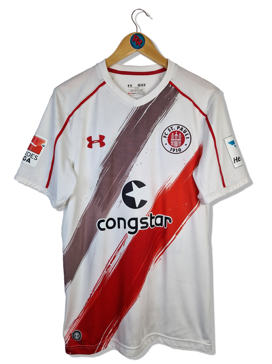 Under Armour Trikot FC ST. Pauli 2016-17 Auswärts #11 Aziz Bouhaddouz Congstar Weiß M