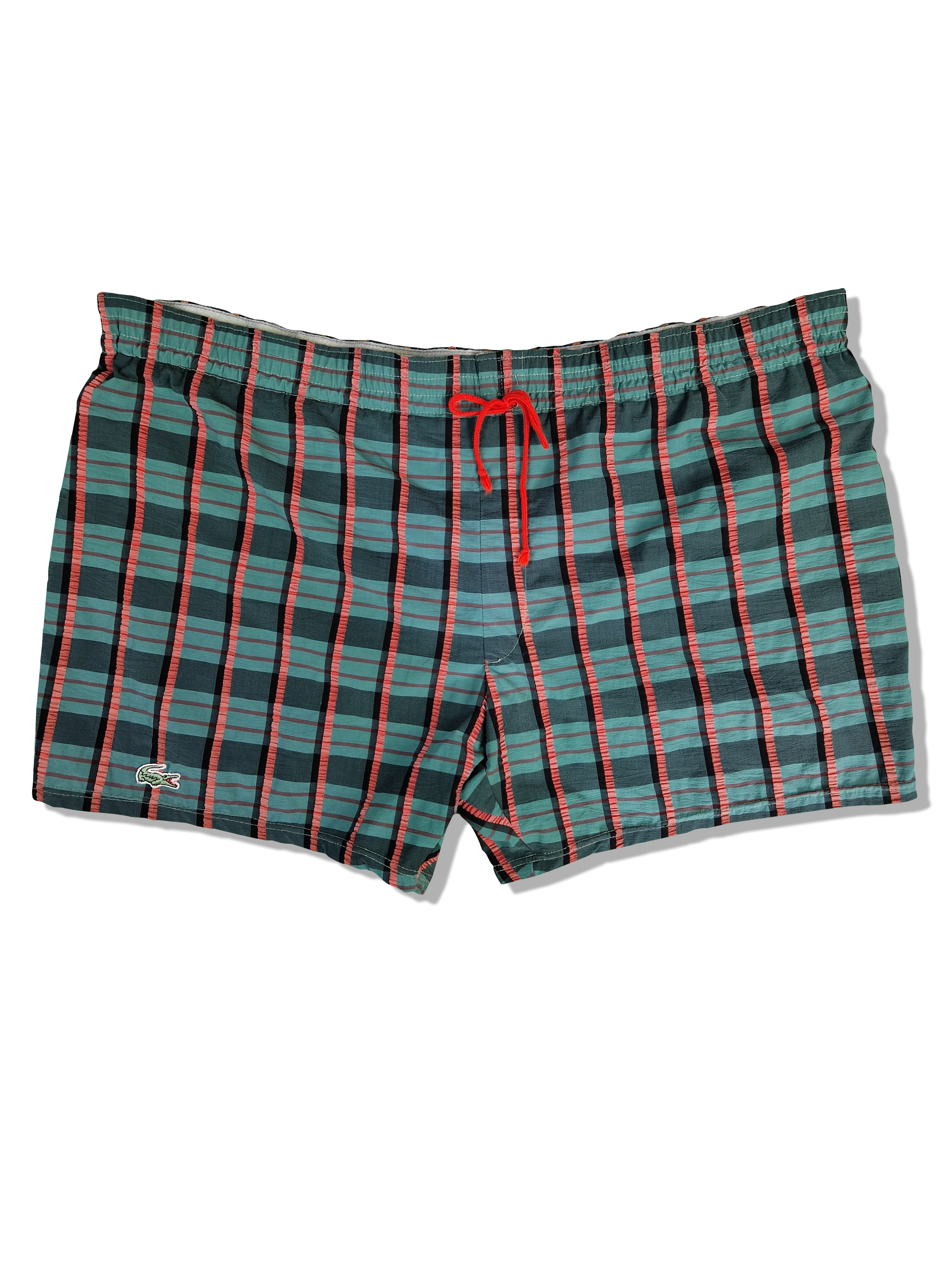 Vintage Lacoste Short 80s Made In France Kariert Rot Grün (5) L