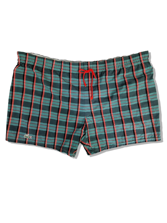 Vintage Lacoste Short 80s Made In France Kariert Rot Grün (5) L
