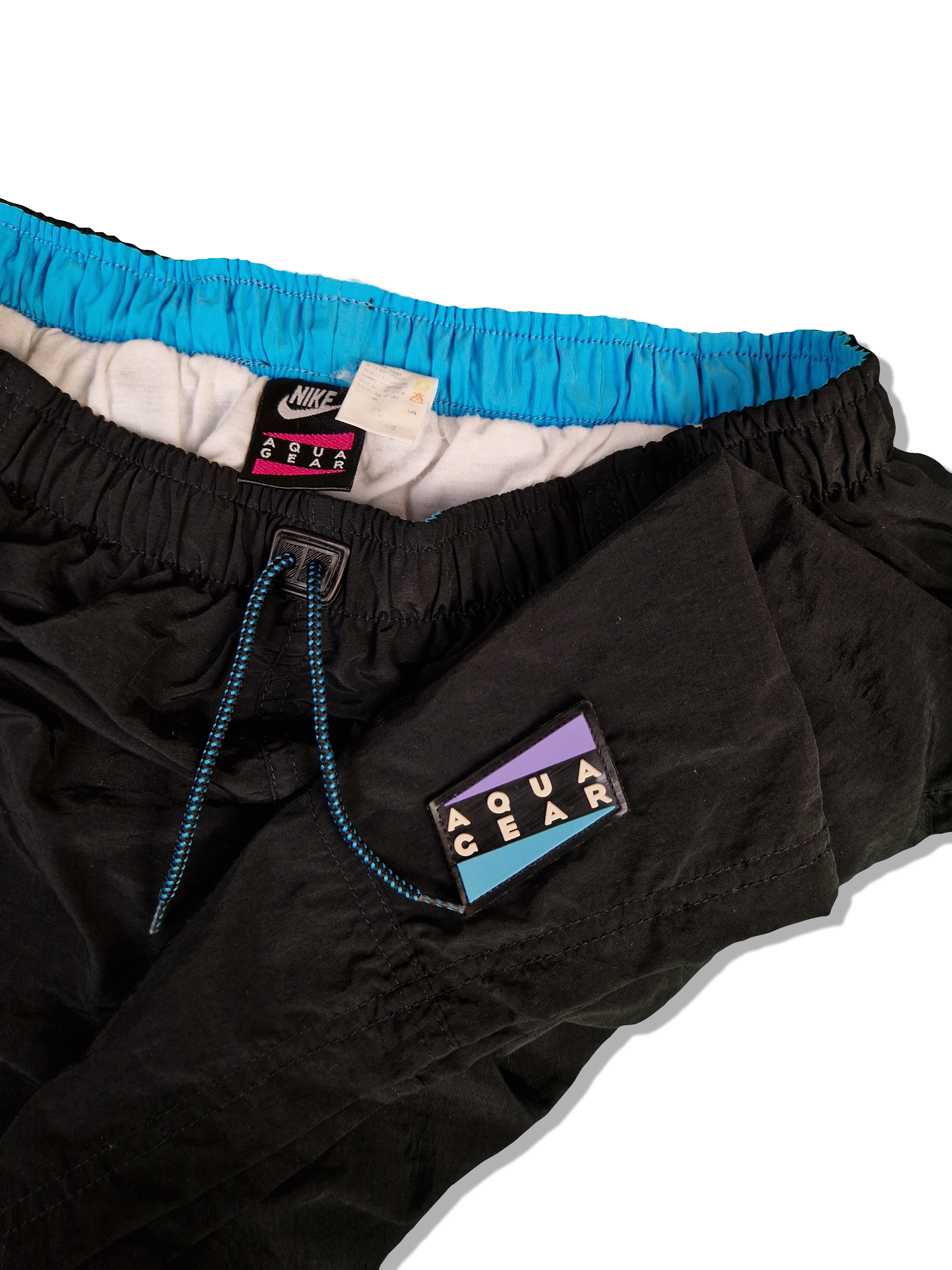 Vintage Nike Badehose Aqua Gear Schwarz Blau XL