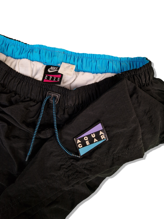 Vintage Nike Badehose Aqua Gear Schwarz Blau XL