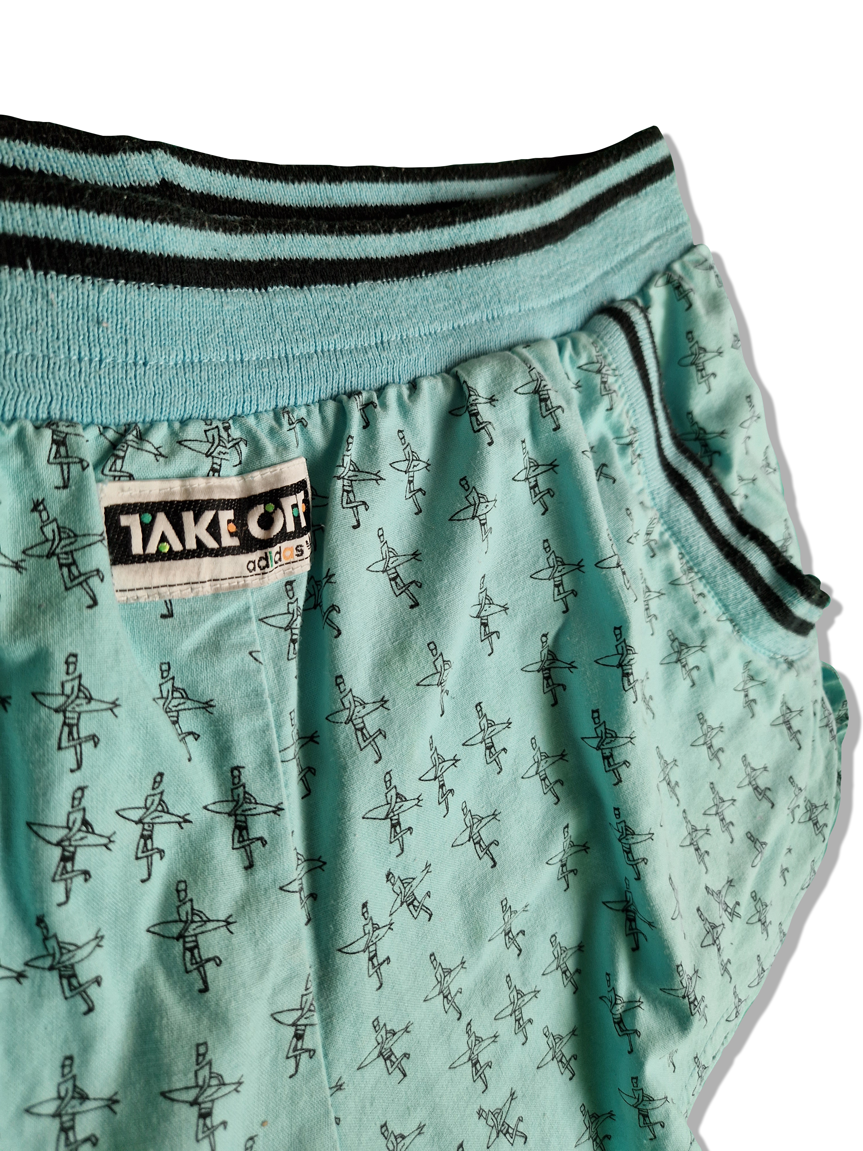 Vintage Adidas Shorts / Badehose 80s Take Off Surfer Türkis (D6) L - RareRags