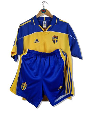 Vintage Adidas Trikot+Shorts Set Schweden 2000 Home Gelb Blau M