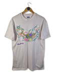 Vintage Hanes Shirt 80s Fifty-Fifty "Monterey" Single Stitch Made In USA Gold Glitzer Weiß L