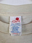 Vintage Sherry Shirt 80s "Venice Florida" Krokodil Single Stitch Made In USA Creme Weiß M-L