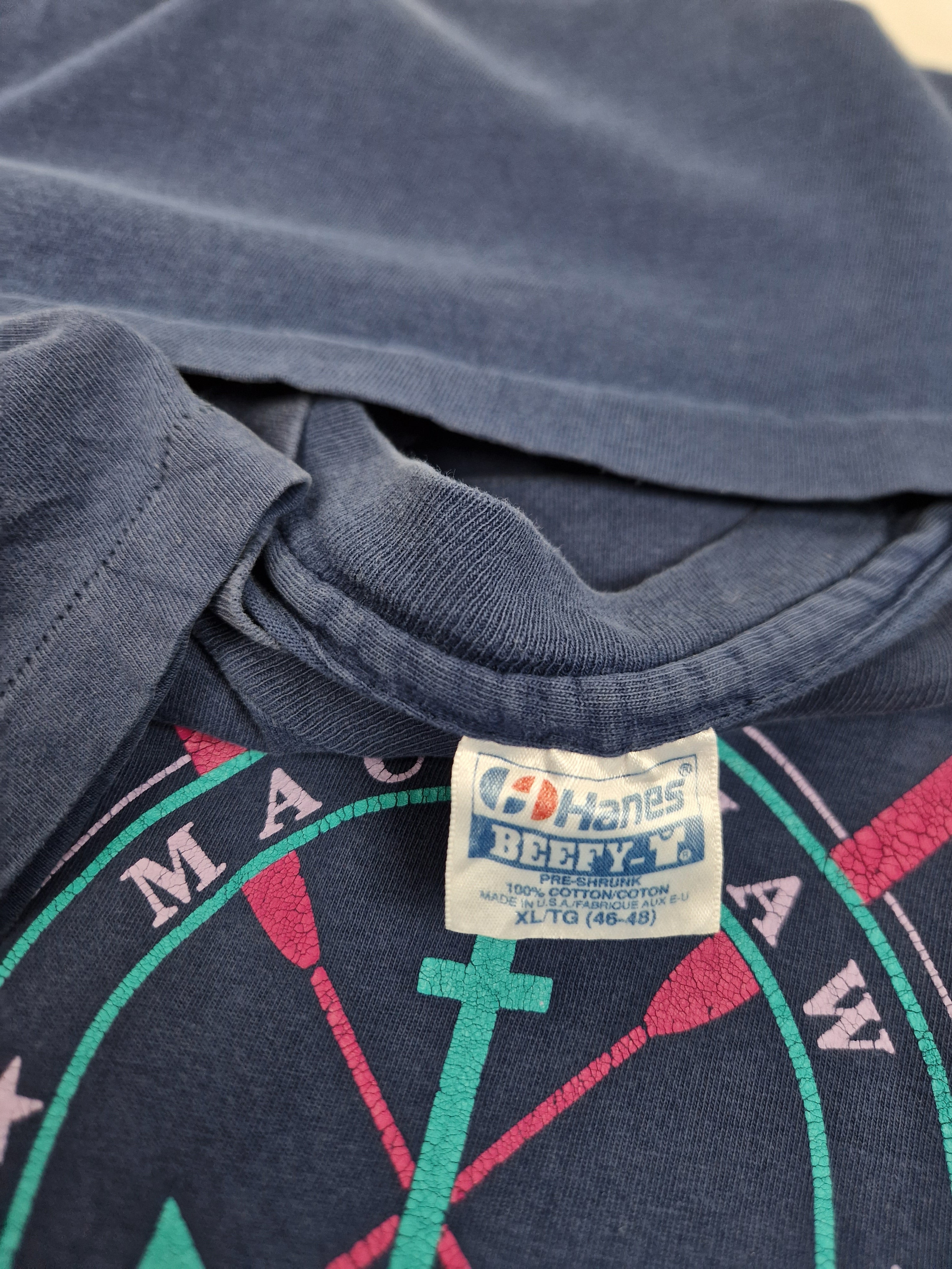 Vintage Hanes Shirt "Mackinaw Michigan" Single Stitch Made In USA Blau XL - RareRags