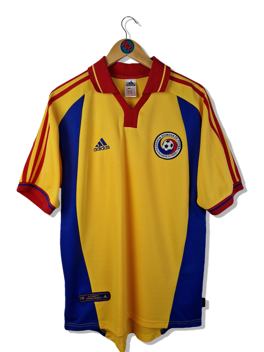 Vintage Adidas Trikot Rumänien 2000 Made In Portugal Gelb Blau M