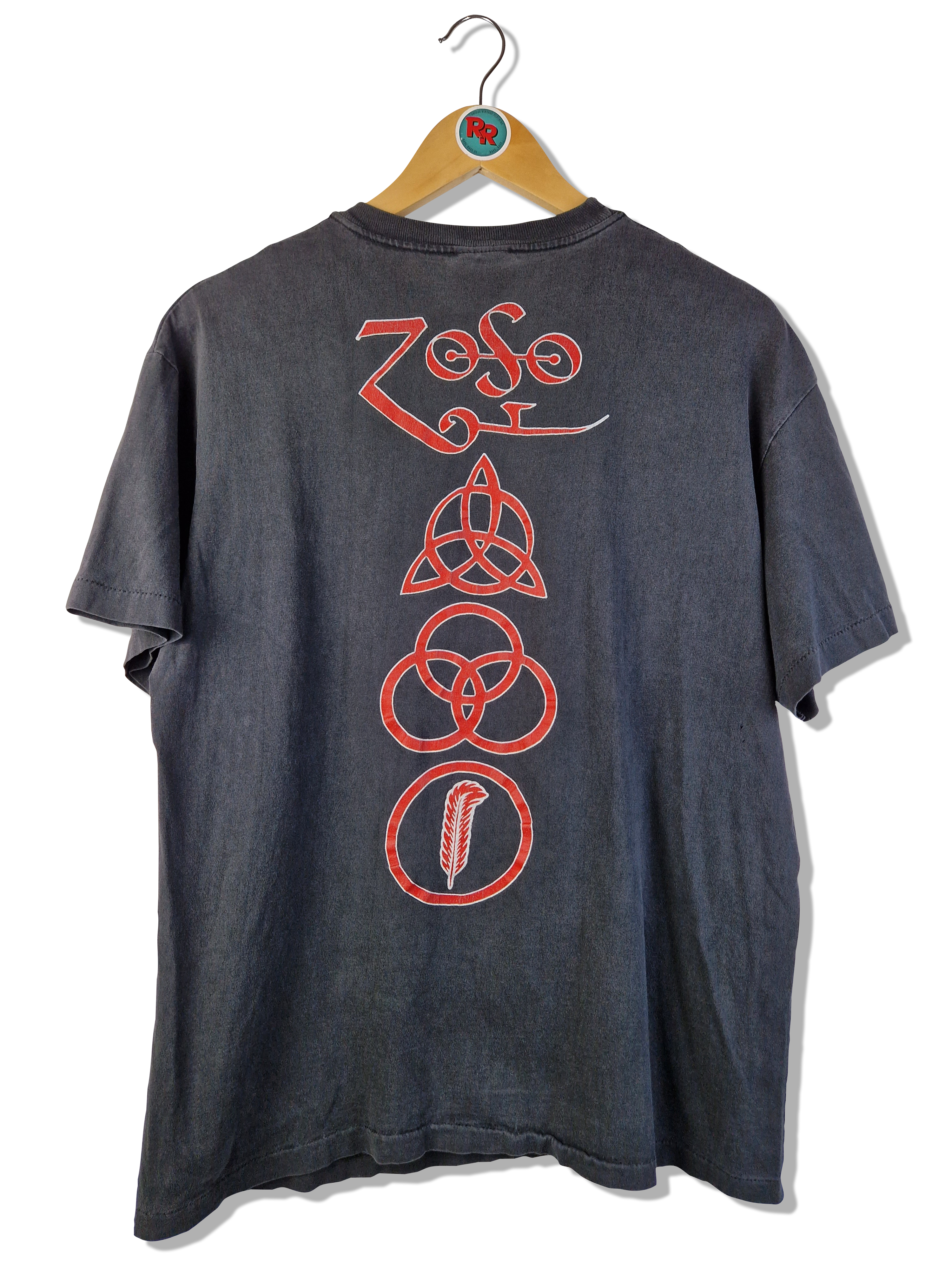 Rare! Vintage Hanes Shirt Led Zeppelin Zoso Single Stitched Made In USA Schwarz L