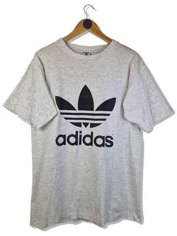 Vintage Adidas Shirt 80s Big Logo Single Stitched Made In USA Heather Grau (D6) M