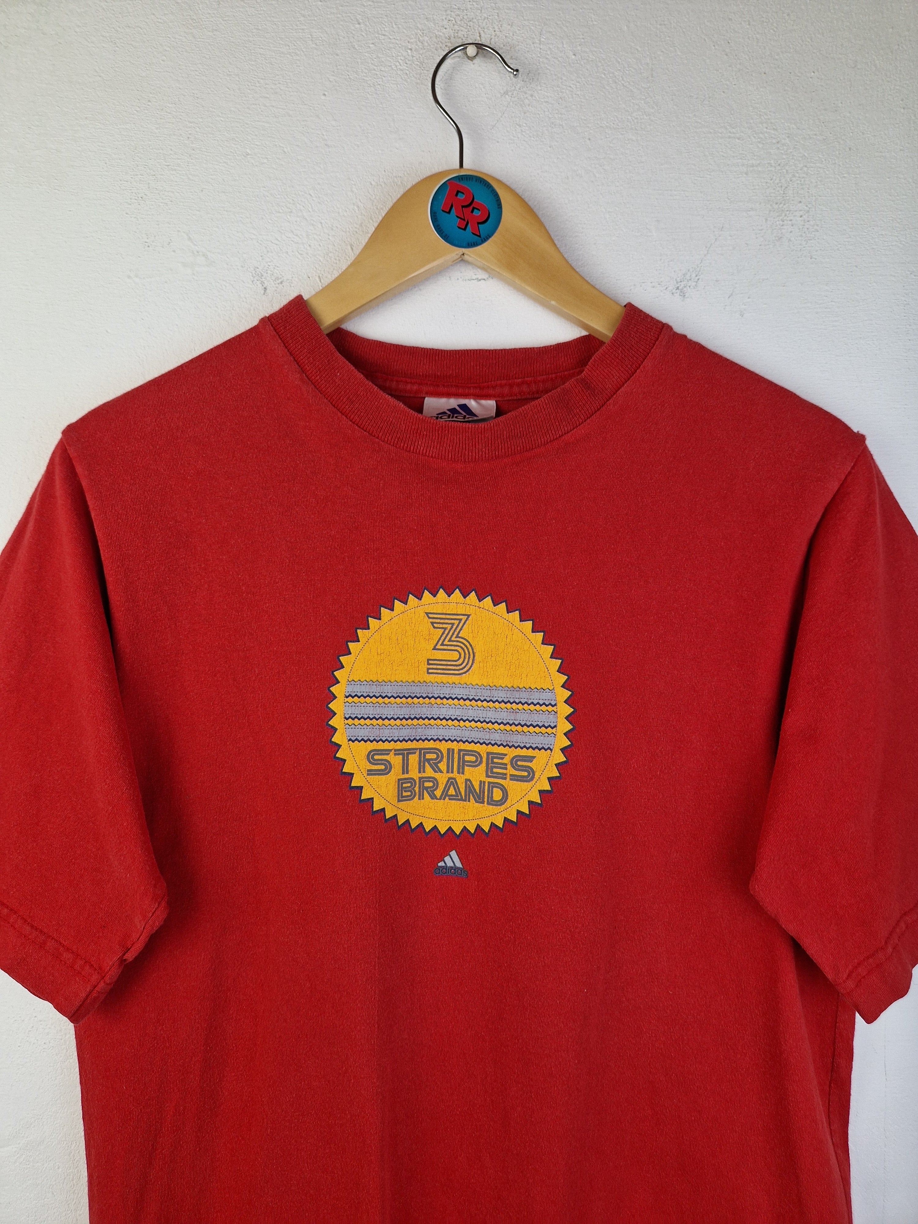 Vintage Adidas Shirt "3 Stripes Brand" Made In Canada Rot (Youth XL) M-L - RareRags