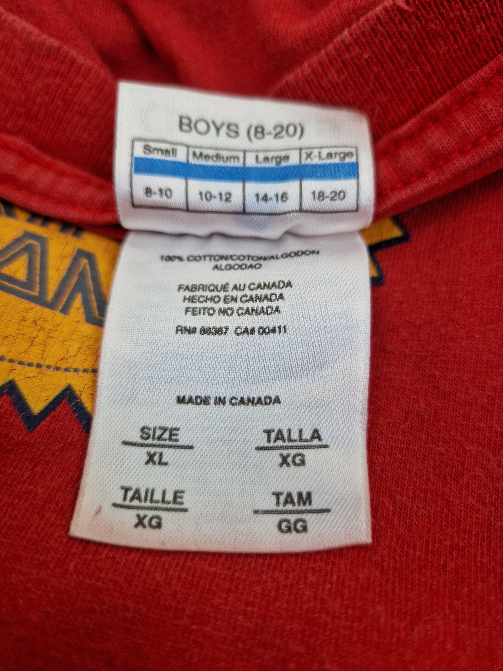 Vintage Adidas Shirt "3 Stripes Brand" Made In Canada Rot (Youth XL) M-L - RareRags