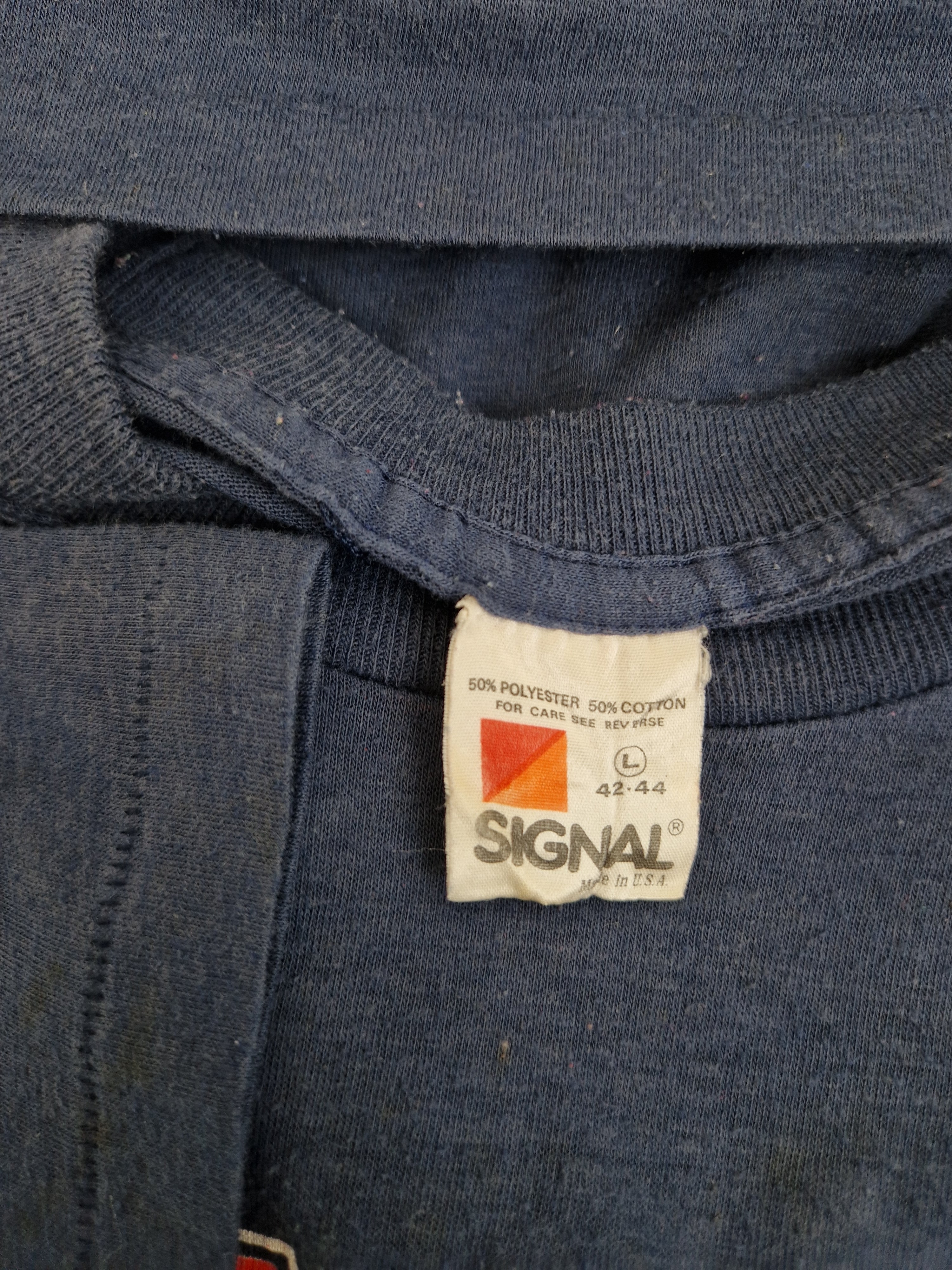 Vintage Signal Shirt 80s Giants Football Single Stitched Made In USA Dunkelblau M-L - RareRags