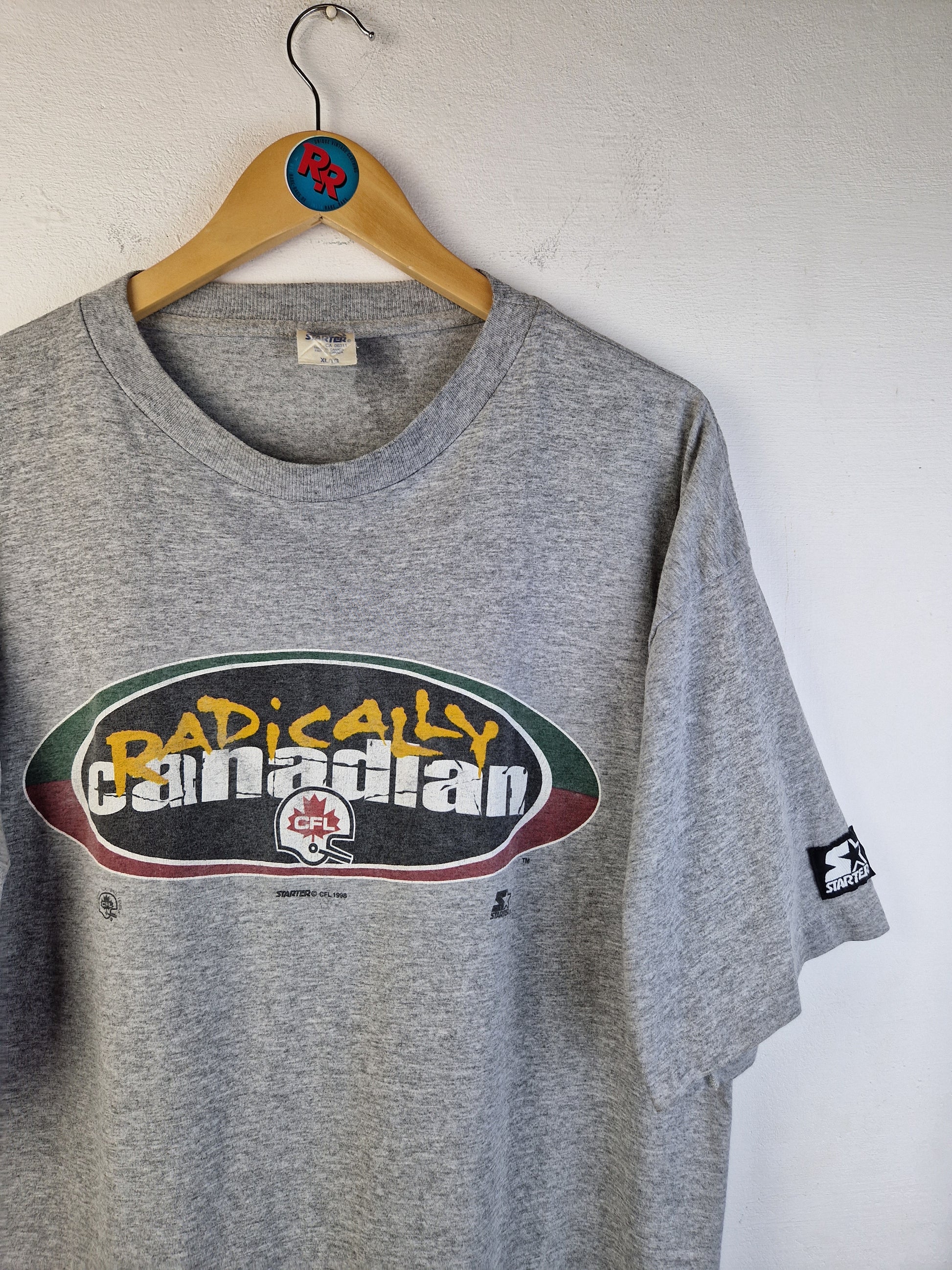 Vintage Starter Shirt CFL Football Single Stitched Made In Canada Grau XL - RareRags
