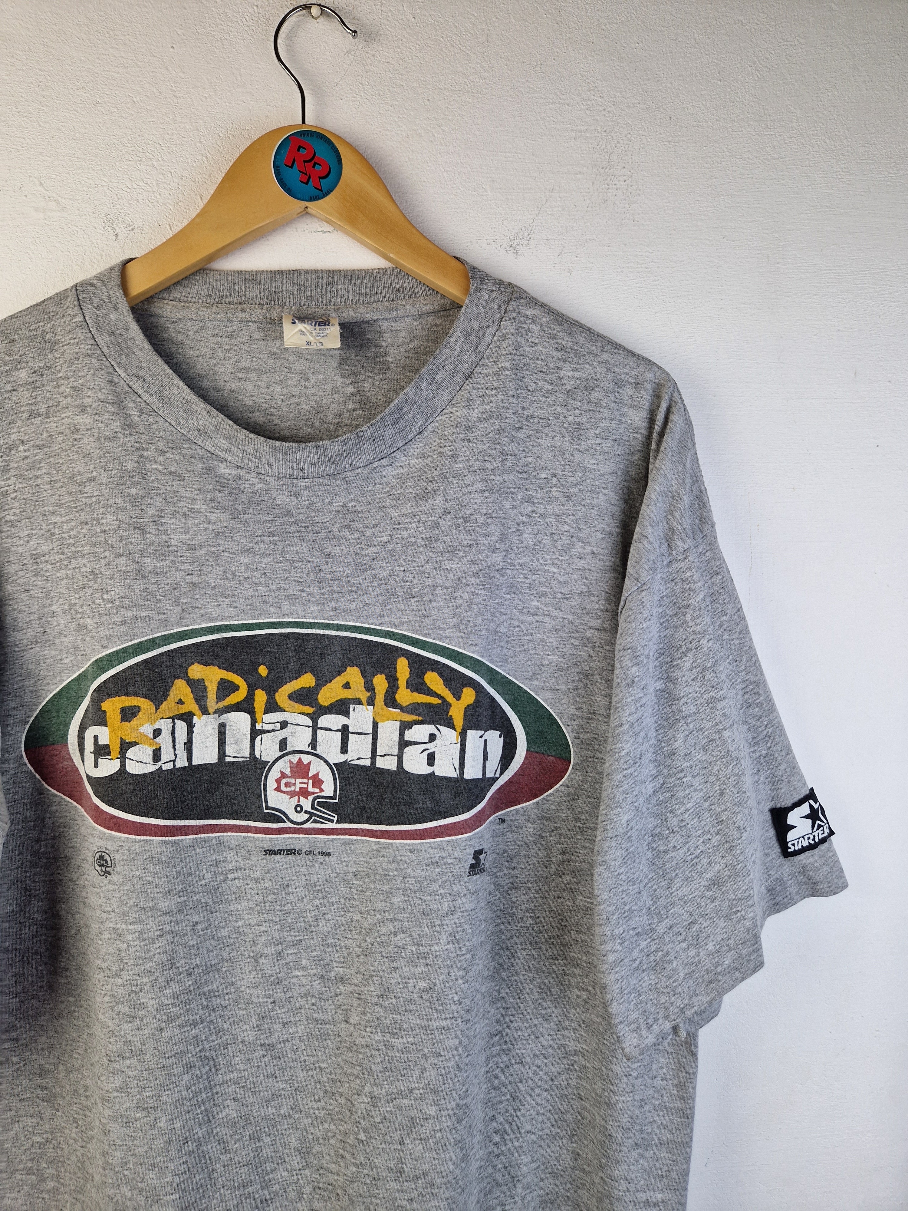 Vintage Starter Shirt CFL Football Single Stitched Made In Canada Grau XL - RareRags