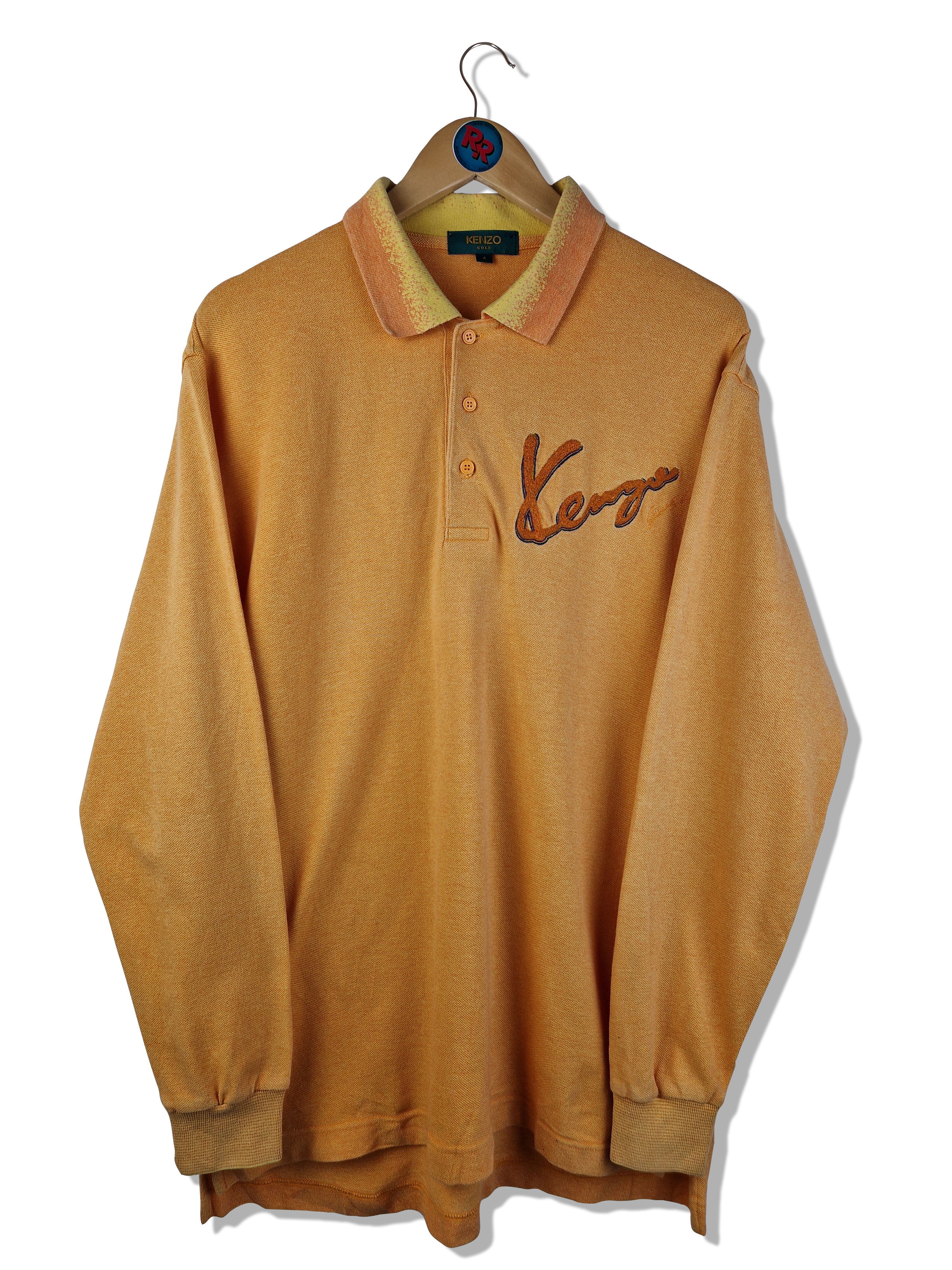 Vintage Kenzo Golf Poloshirt Langarm Orange (4) M-L