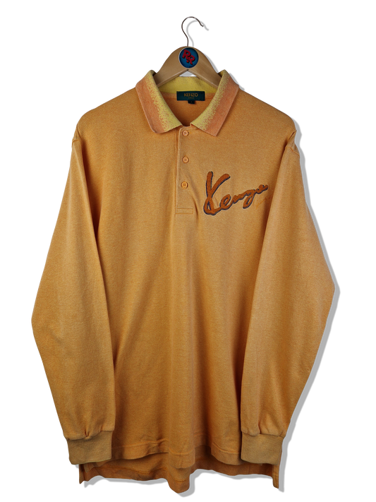 Vintage Kenzo Golf Poloshirt Langarm Orange (4) M-L