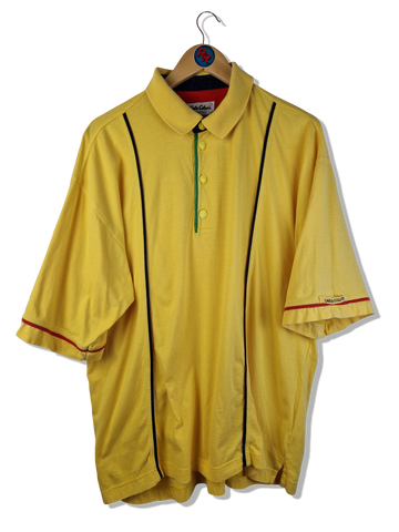 Vintage Carlo Colucci Sports Poloshirt Gelb mit bunten Elementen XXL