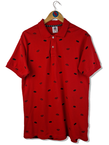 A Bathing Ape / Bape Poloshirt All Over Print Fledermaus Rot Schwarz XL