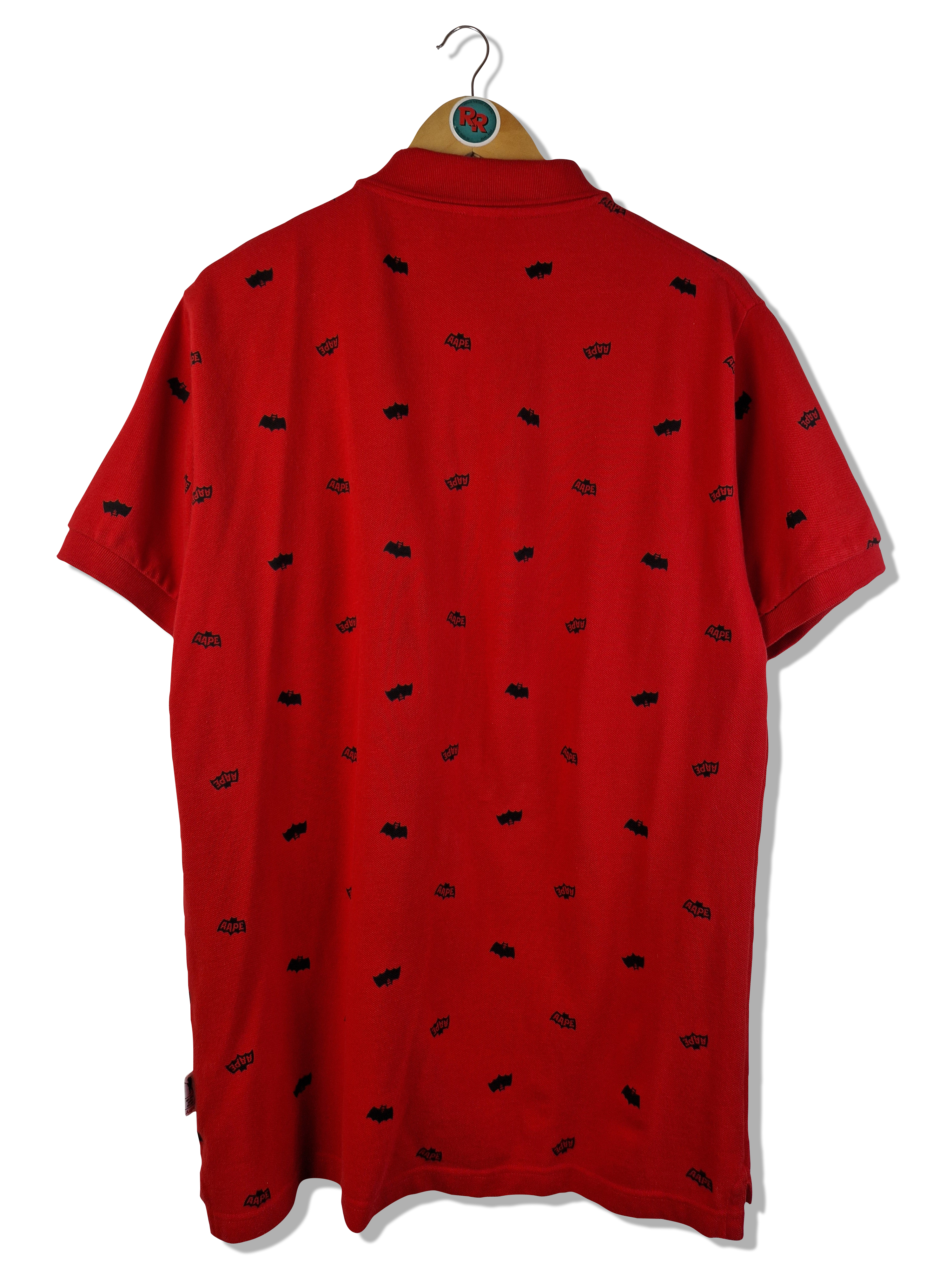 A Bathing Ape / Bape Poloshirt All Over Print Fledermaus Rot Schwarz XL