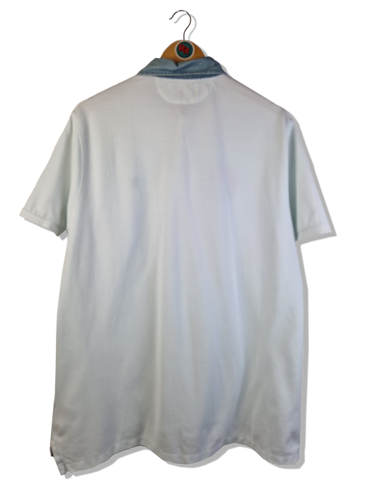 Ralph Lauren Poloshirt USA Flags Denim Kragen Weiß XL
