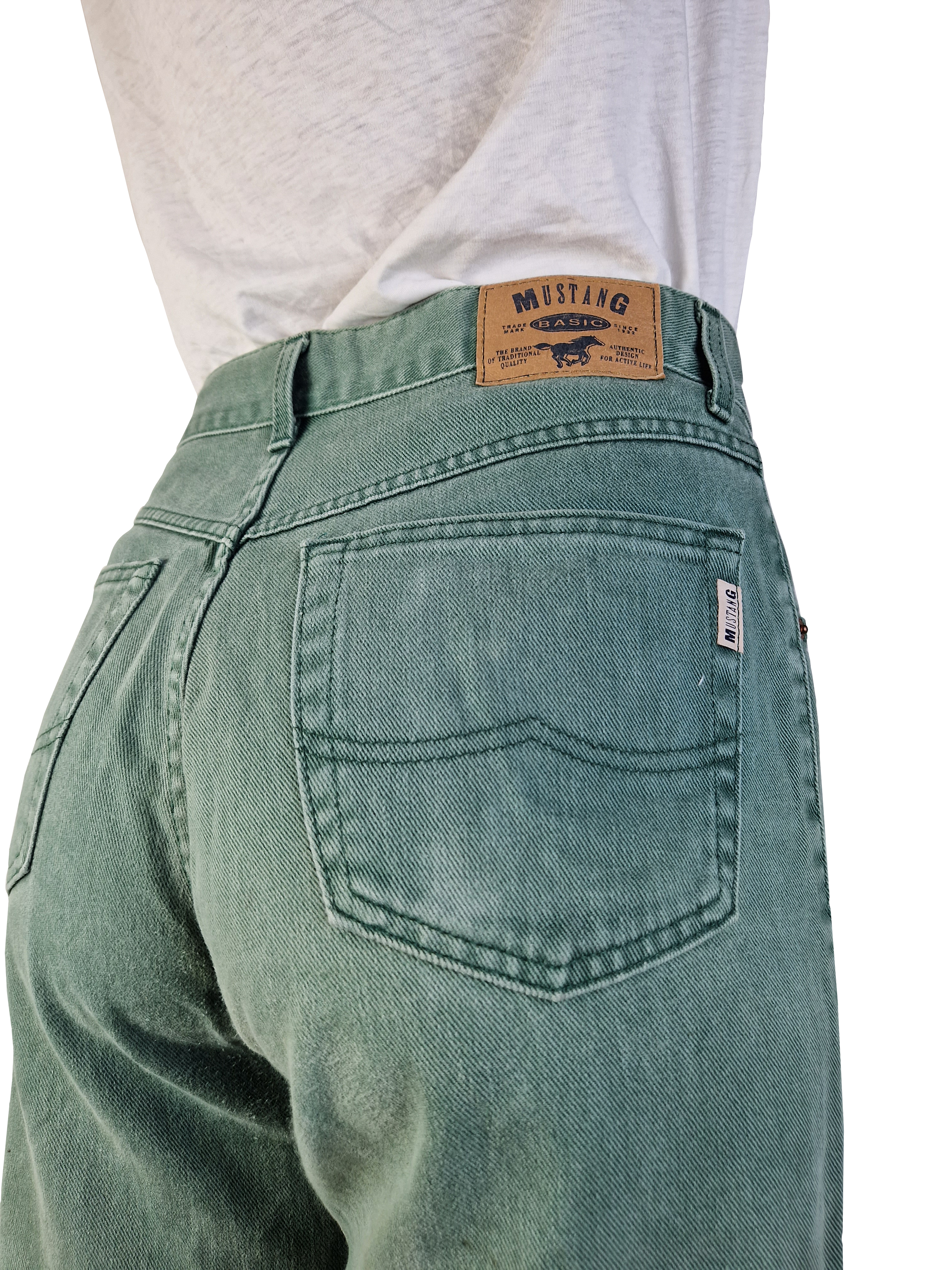 Vintage Mustang Jeans Made In Germany High Waist Grün 33/34