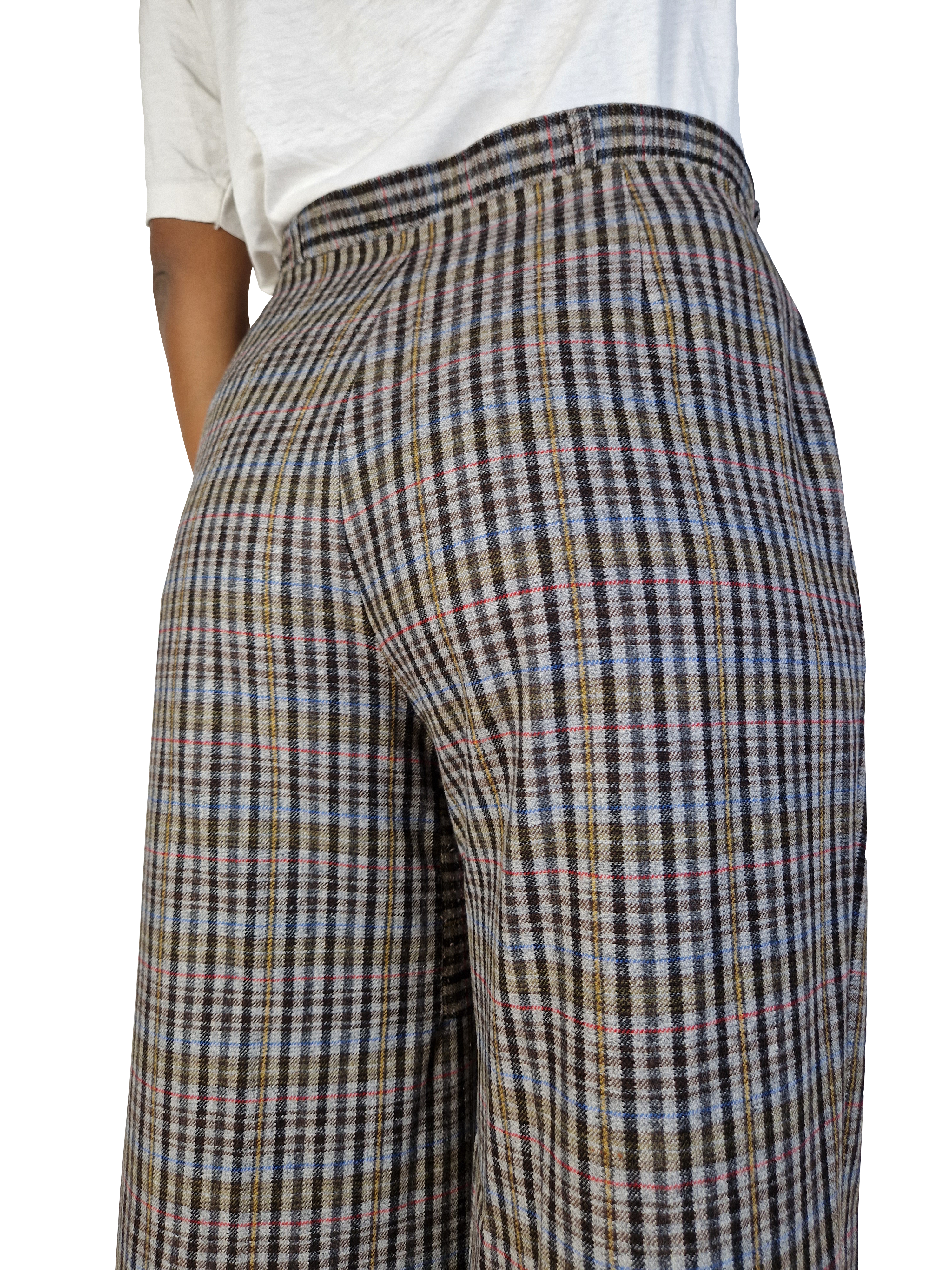 Vintage Lady Brax Anzughose Schurwolle Kariert Opti Zipper Tennis Knopf Braun Brau 44
