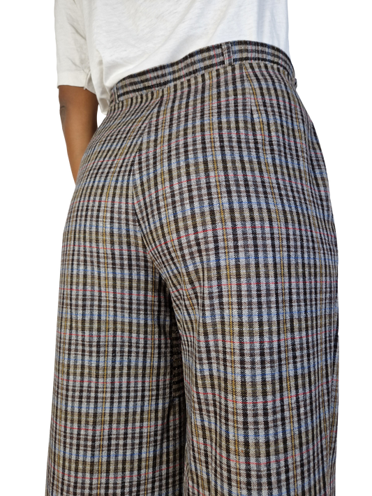 Vintage Lady Brax Anzughose Schurwolle Kariert Opti Zipper Tennis Knopf Braun Brau 44