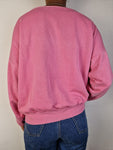 Vintage Unique Sweater 80s Reversible "Cats" Weiter Rundhalsausschnitt Pink M-L