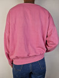 Vintage Unique Sweater 80s Reversible "Cats" Weiter Rundhalsausschnitt Pink M-L