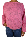 Vintage Unique Sweater 80s Reversible "Cats" Weiter Rundhalsausschnitt Pink M-L